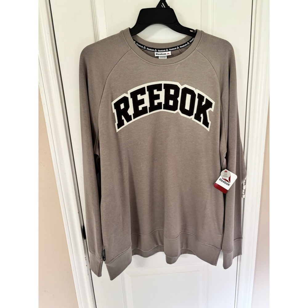 Reebok NWT 2XL Men's League Crewneck Sweatshirt Beige Tan Pullover Athleisure